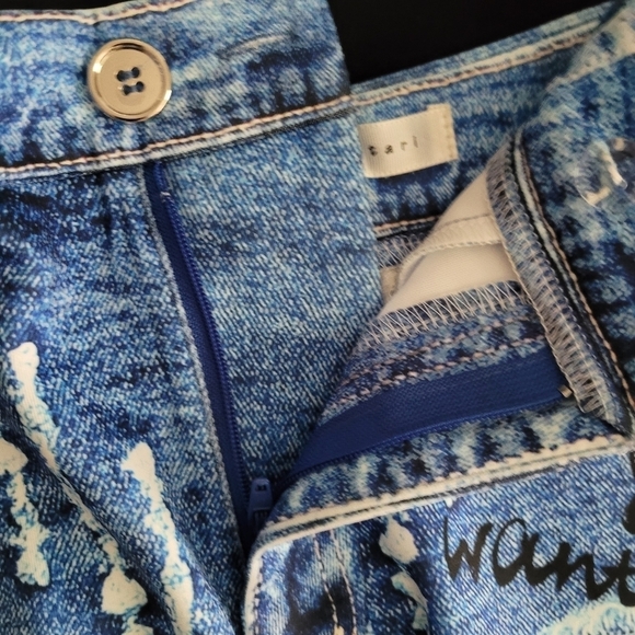 Casual Denim Effect Chiffon Blouse & Short Set Blue - Picture 13 of 16